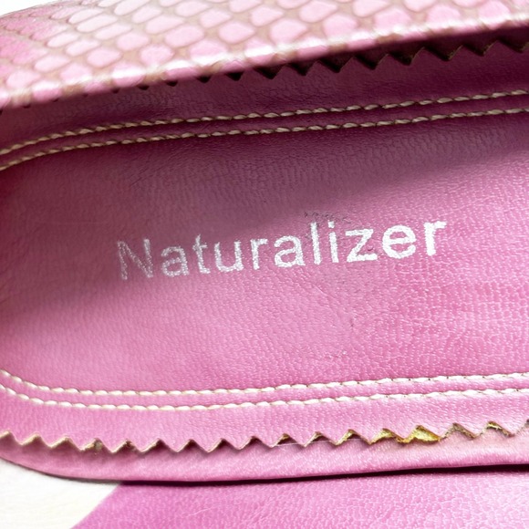 Naturalizer Rose Pink Snakeskin Embossed Pointed Toe Kitten Heel Pumps Size 10 - Picture 5 of 9